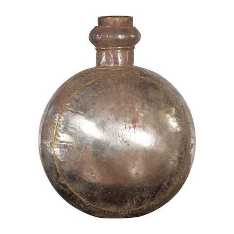 Indian Vintage Metal Water Vase with Cork Style Top and Circular Body- Asian Antiques, Vintage Home Decor & Chinese Furniture - FEA Home