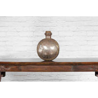 Indian Vintage Metal Water Vase with Cork Style Top and Circular Body
