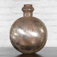 Indian Vintage Metal Water Vase with Cork Style Top and Circular Body
