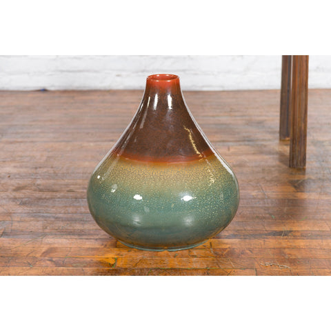 Large Contemporary Chiang Mai Prem Collection Jar with Green and Brown Glaze