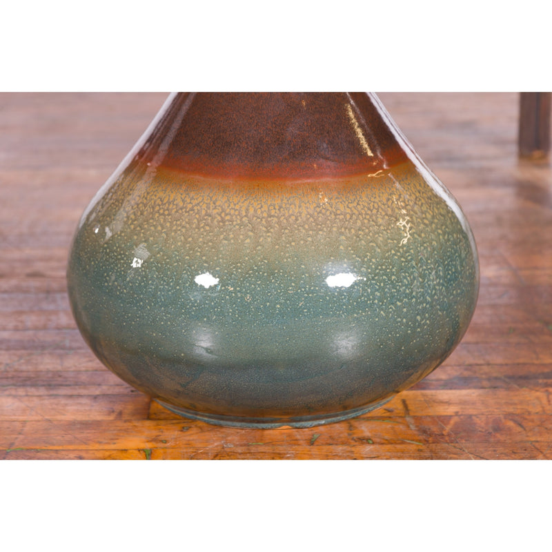 Large Contemporary Chiang Mai Prem Collection Jar with Green and Brown Glaze-YN7473-13. Asian & Chinese Furniture, Art, Antiques, Vintage Home Décor for sale at FEA Home