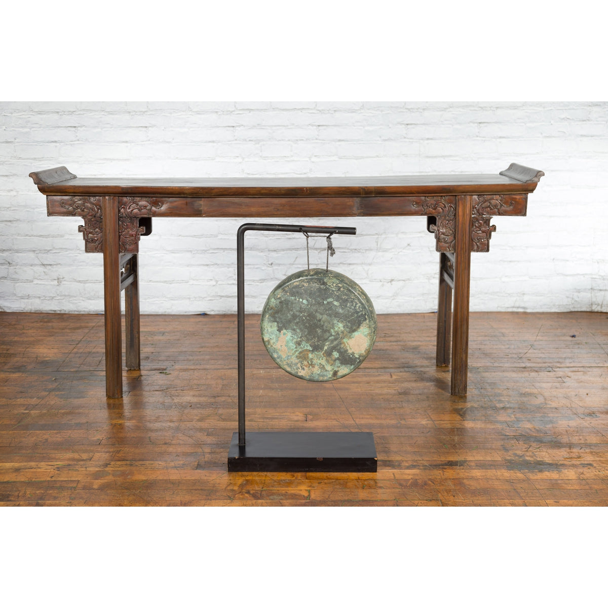 Bronze Gong Mounted on Custom Base-2. Asian & Chinese Furniture, Art, Antiques, Vintage Home Décor for sale at FEA Home