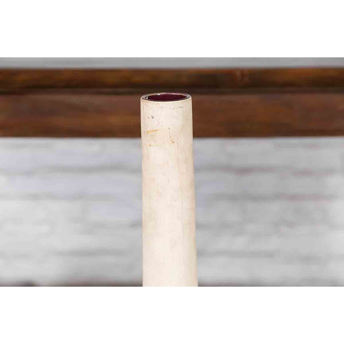 Northern Thai Chiang Mai White Contemporary Vase from the Prem Collection-5. Asian &amp; Chinese Furniture, Art, Antiques, Vintage Home Décor for sale at FEA Home