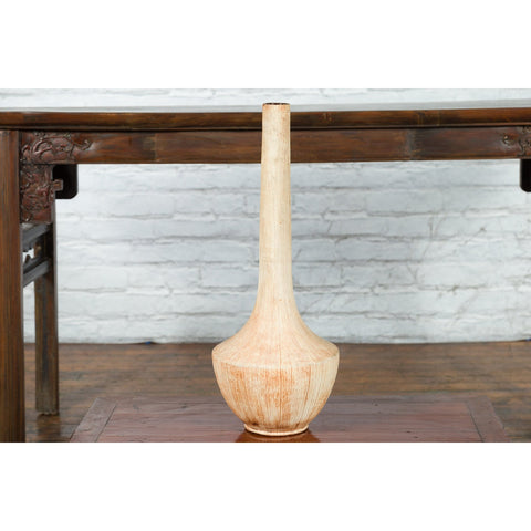 Northern Thai Chiang Mai White Contemporary Vase from the Prem Collection - Antique Chinese and Vintage Asian Furniture for Sale at FEA Home