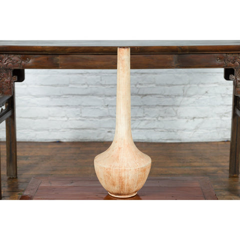 Northern Thai Chiang Mai White Contemporary Vase from the Prem Collection - Antique Chinese and Vintage Asian Furniture for Sale at FEA Home