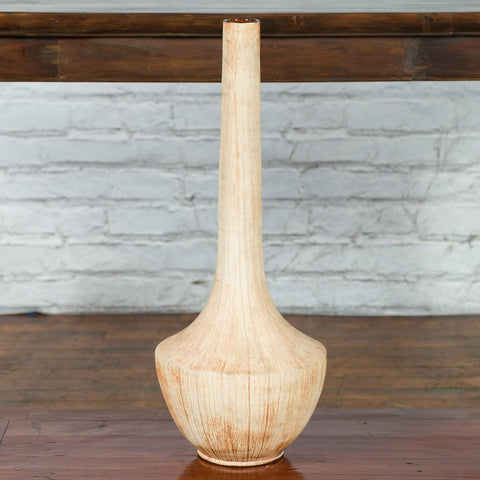 Northern Thai Chiang Mai White Contemporary Vase from the Prem Collection - Antique Chinese and Vintage Asian Furniture for Sale at FEA Home