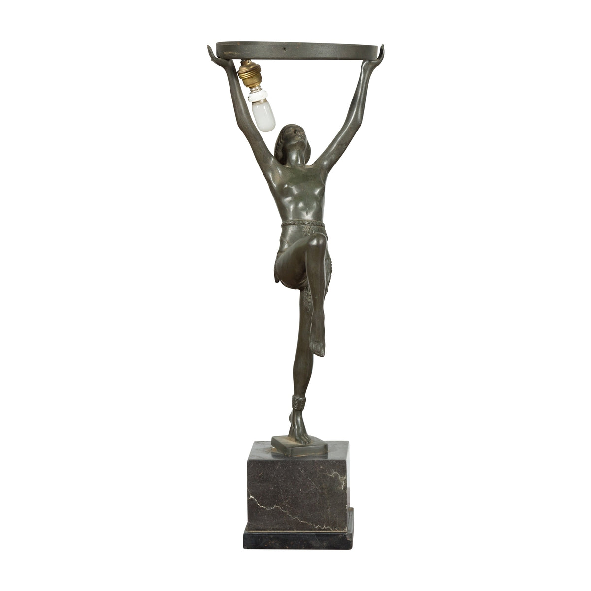 Vintage Art Deco Style Lost Wax Cast Bronze Table Lamp Depicting a Young Dancer-1. Asian & Chinese Furniture, Art, Antiques, Vintage Home Décor for sale at FEA Home