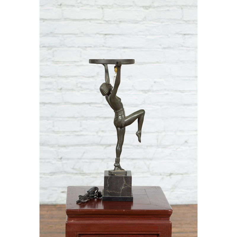 Vintage Art Deco Style Lost Wax Cast Bronze Table Lamp Depicting a Young Dancer - Antique Chinese and Vintage Asian Furniture for Sale at FEA Home