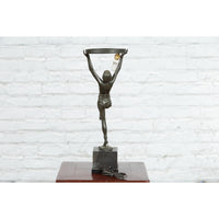 Vintage Art Deco Style Lost Wax Cast Bronze Table Lamp Depicting a Young Dancer