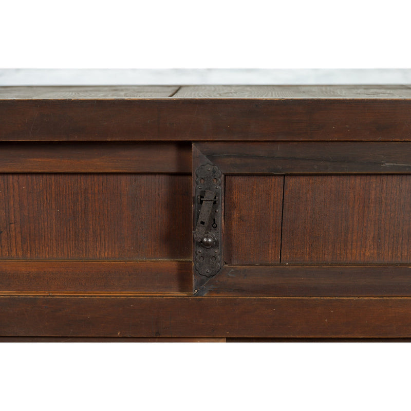 Japanese 19th Century Kitchen Cabinet with Sliding Doors, Safe and Drawers - Antique Chinese and Vintage Asian Furniture for Sale at FEA Home