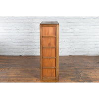 Japanese Antique Kitchen Cabinet with Sliding Doors, Rattan and Glass Panels