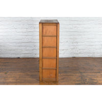 Japanese Antique Kitchen Cabinet with Sliding Doors, Rattan and Glass Panels