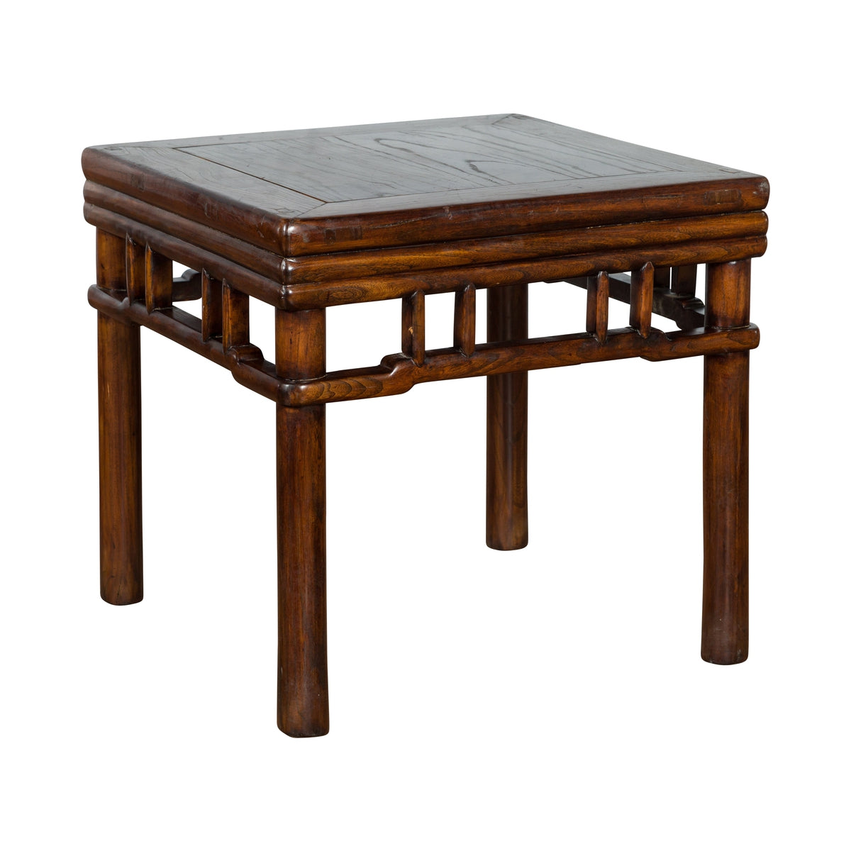 Chinese Ming Style Early 20th Century Brown Drink Table with Pillar Strut Motifs-1. Asian & Chinese Furniture, Art, Antiques, Vintage Home Décor for sale at FEA Home