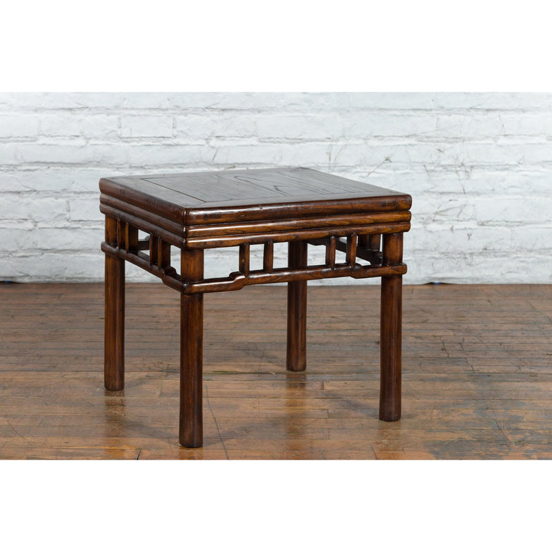 Chinese Ming Style Early 20th Century Brown Drink Table with Pillar Strut Motifs - Antique Chinese and Vintage Asian Furniture for Sale at FEA Home