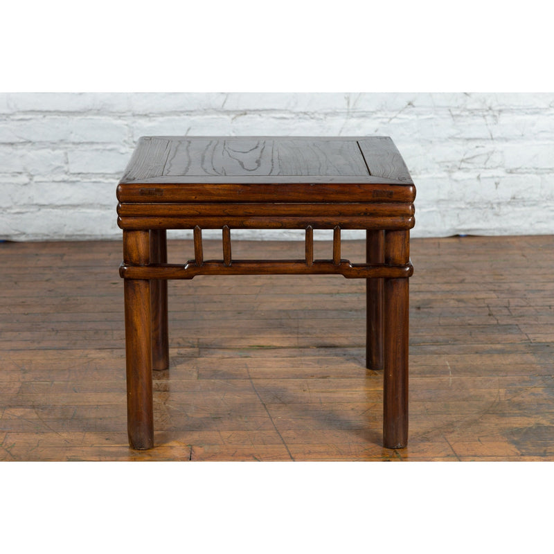 Chinese Ming Style Early 20th Century Brown Drink Table with Pillar Strut Motifs - Antique Chinese and Vintage Asian Furniture for Sale at FEA Home