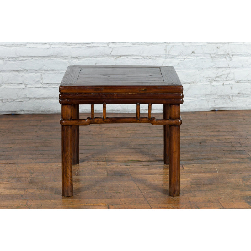 Chinese Ming Style Early 20th Century Brown Drink Table with Pillar Strut Motifs - Antique Chinese and Vintage Asian Furniture for Sale at FEA Home