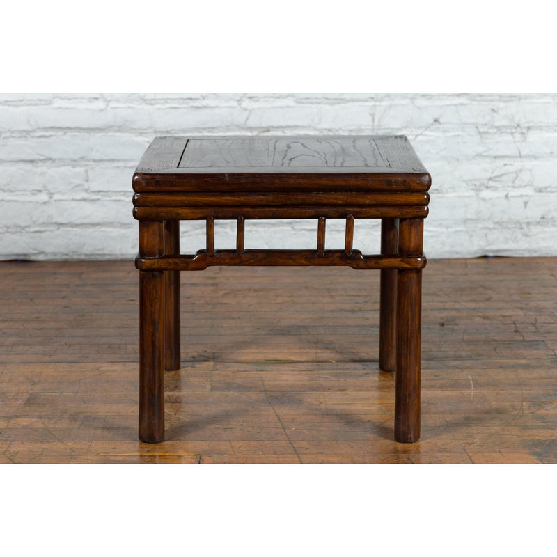 Chinese Ming Style Early 20th Century Brown Drink Table with Pillar Strut Motifs - Antique Chinese and Vintage Asian Furniture for Sale at FEA Home