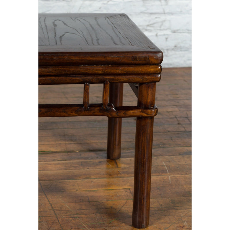 Chinese Ming Style Early 20th Century Brown Drink Table with Pillar Strut Motifs - Antique Chinese and Vintage Asian Furniture for Sale at FEA Home