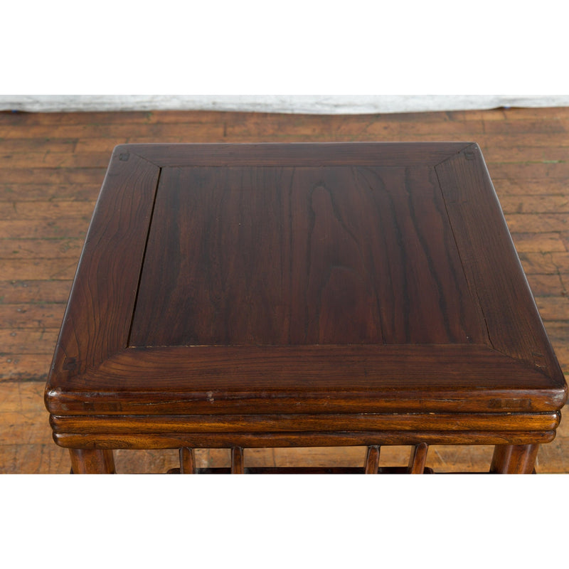 Chinese Ming Style Early 20th Century Brown Drink Table with Pillar Strut Motifs - Antique Chinese and Vintage Asian Furniture for Sale at FEA Home