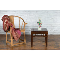 Chinese Ming Style Early 20th Century Brown Drink Table with Pillar Strut Motifs