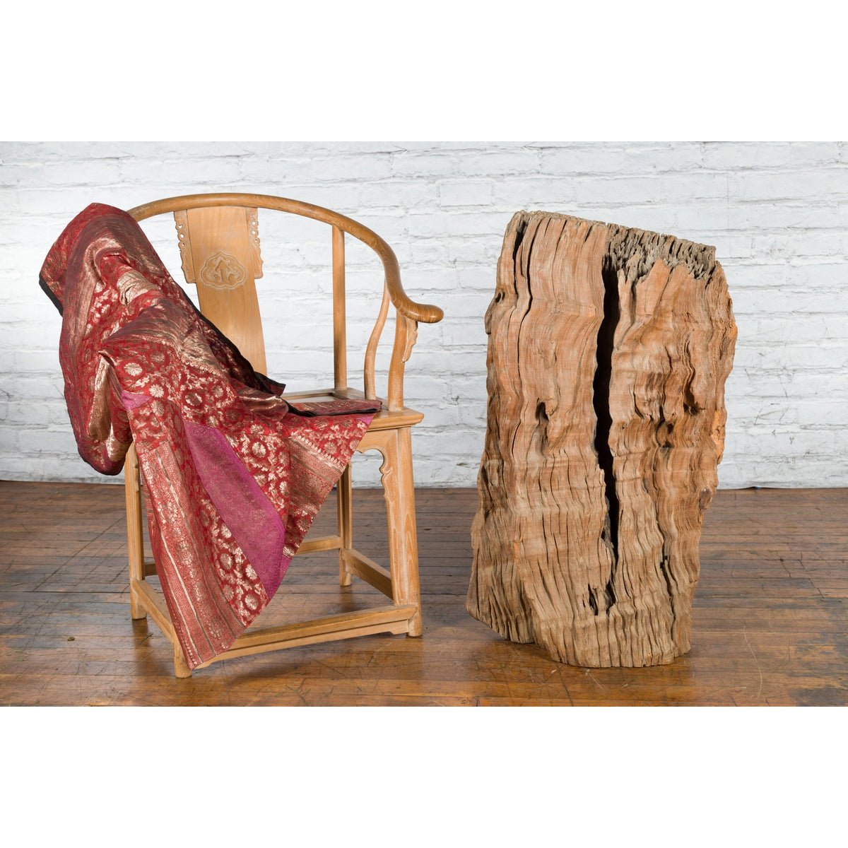 Antique Northern Thai Primitive Folk Teak Planter Made of a Hollow Tree Trunk-2. Asian & Chinese Furniture, Art, Antiques, Vintage Home Décor for sale at FEA Home