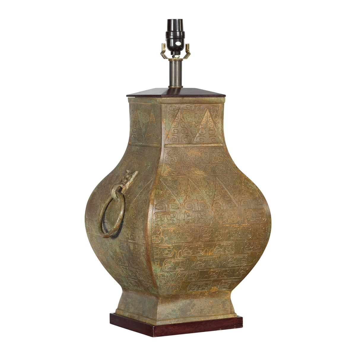 Chinese Han Dynasty Style Hu Vase Shaped Table Lamp with Scrollwork, US Wired-1. Asian & Chinese Furniture, Art, Antiques, Vintage Home Décor for sale at FEA Home
