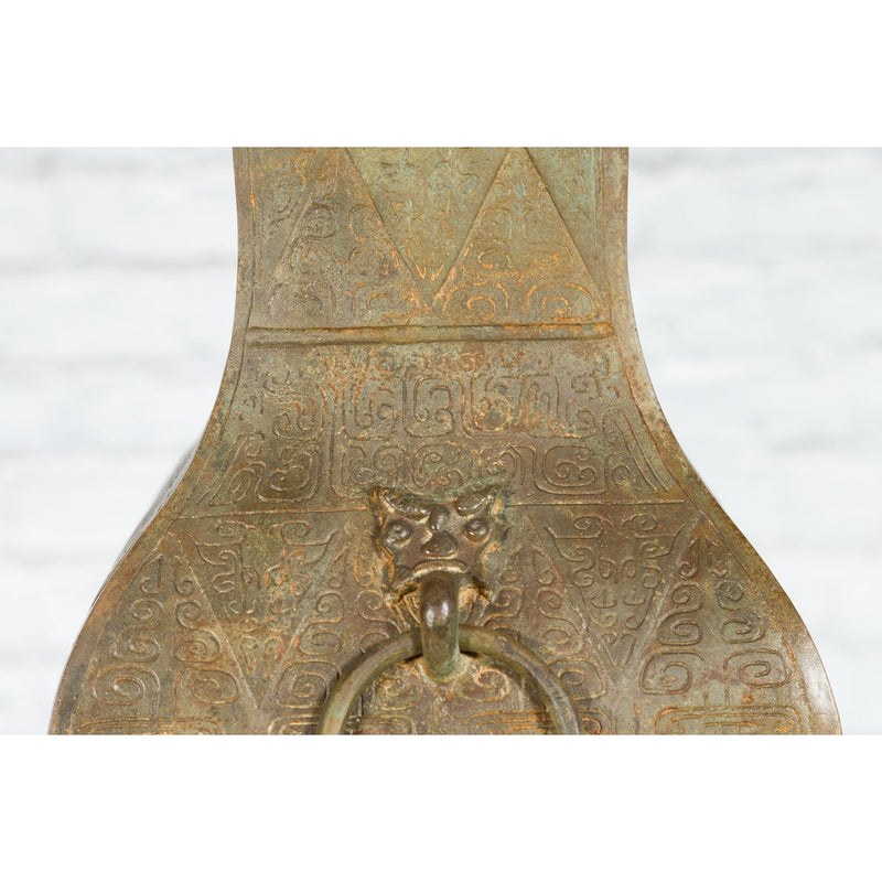 Chinese Han Dynasty Style Hu Vase Shaped Table Lamp with Scrollwork, US Wired-YN7518-13. Asian & Chinese Furniture, Art, Antiques, Vintage Home Décor for sale at FEA Home
