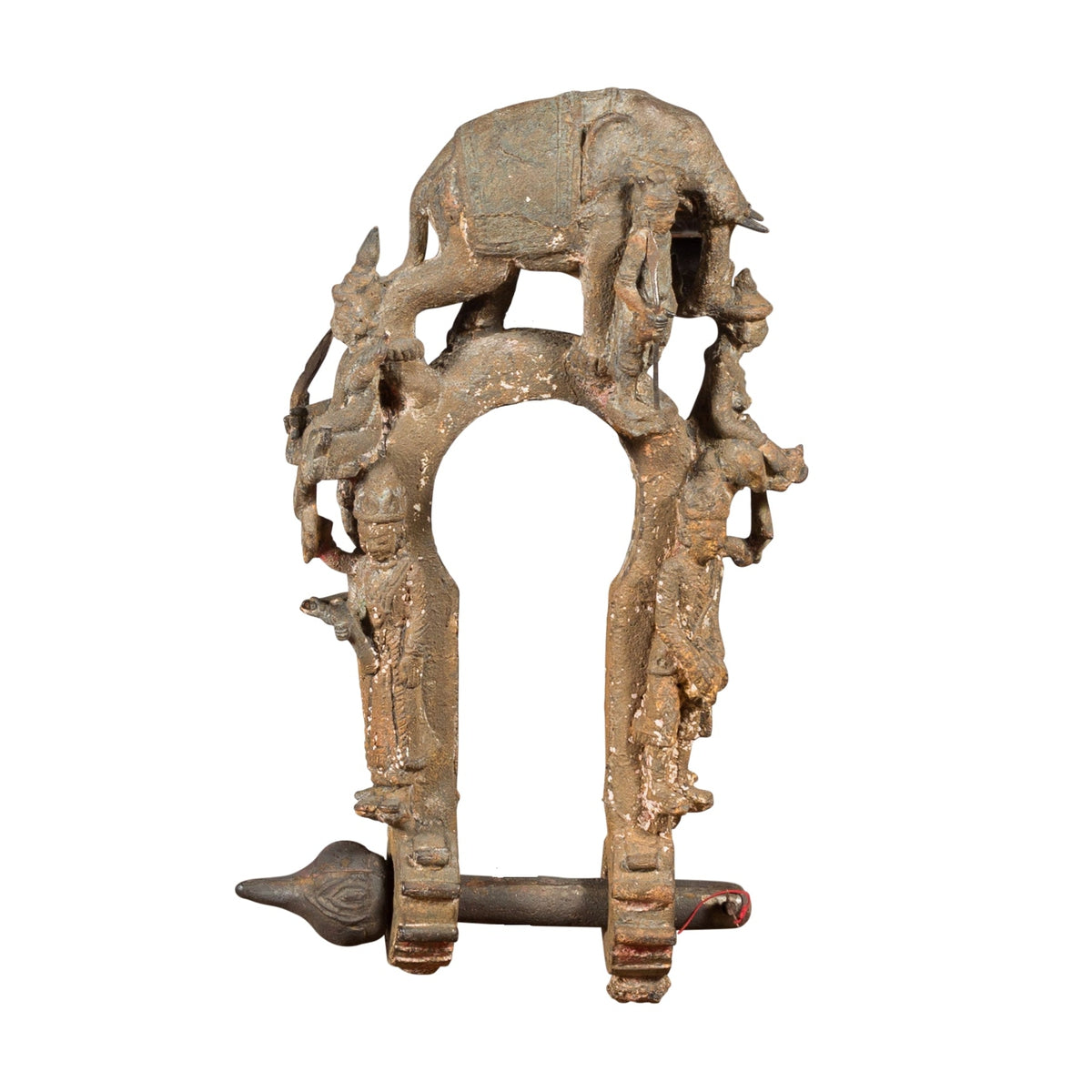 Burmese 18th Century Cast Bronze Buddhist Temple Bell Bracket with Elephant-1. Asian & Chinese Furniture, Art, Antiques, Vintage Home Décor for sale at FEA Home
