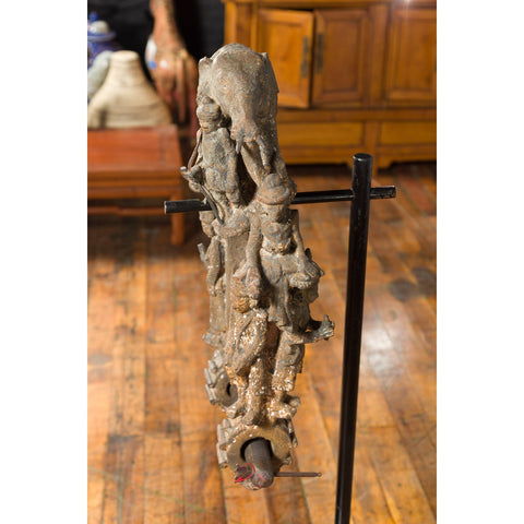 Burmese 18th Century Cast Bronze Buddhist Temple Bell Bracket with Elephant-10. Asian & Chinese Furniture, Art, Antiques, Vintage Home Décor for sale at FEA Home