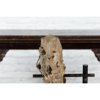 Burmese 18th Century Cast Bronze Buddhist Temple Bell Bracket with Elephant
