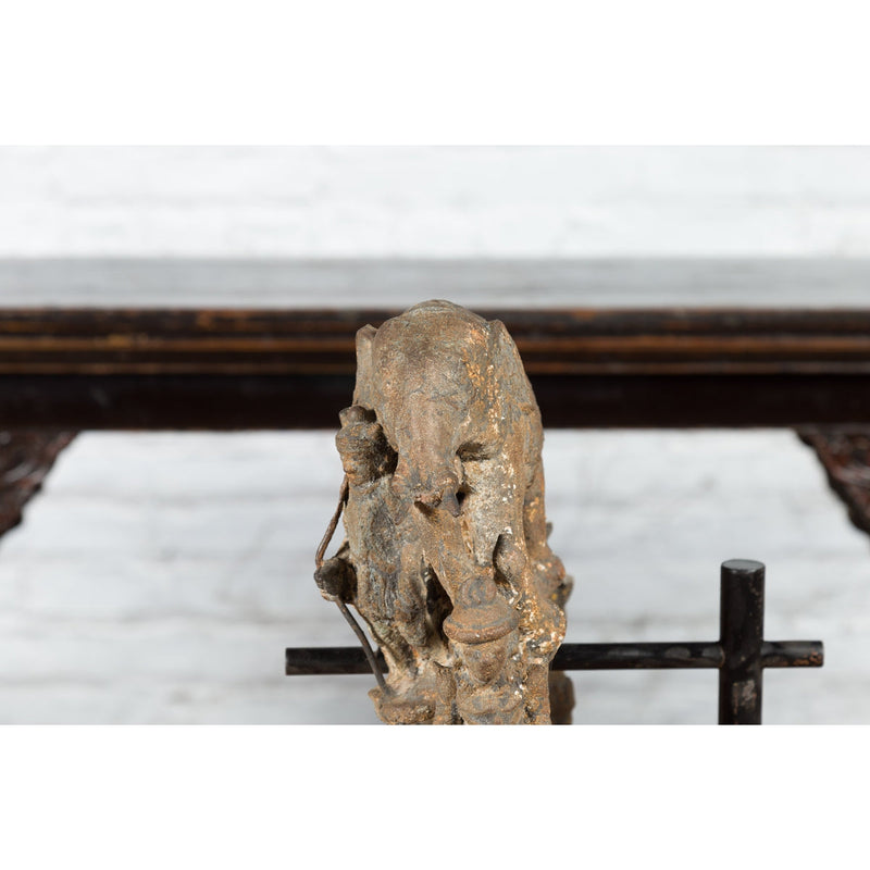 Burmese 18th Century Cast Bronze Buddhist Temple Bell Bracket with Elephant-14. Asian & Chinese Furniture, Art, Antiques, Vintage Home Décor for sale at FEA Home