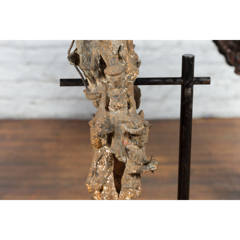 Burmese 18th Century Cast Bronze Buddhist Temple Bell Bracket with Elephant-15. Asian & Chinese Furniture, Art, Antiques, Vintage Home Décor for sale at FEA Home