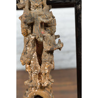 Burmese 18th Century Cast Bronze Buddhist Temple Bell Bracket with Elephant