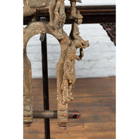 Burmese 18th Century Cast Bronze Buddhist Temple Bell Bracket with Elephant
