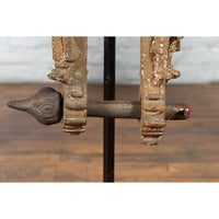 Burmese 18th Century Cast Bronze Buddhist Temple Bell Bracket with Elephant