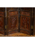 Chinese Early 20th Century Brown and Red Eight-Panel Screen with Calligraphy-10. Asian & Chinese Furniture, Art, Antiques, Vintage Home Décor for sale at FEA Home