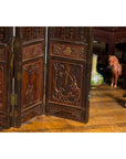 Chinese Early 20th Century Brown and Red Eight-Panel Screen with Calligraphy-12. Asian & Chinese Furniture, Art, Antiques, Vintage Home Décor for sale at FEA Home