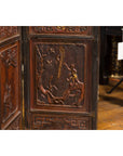 Chinese Early 20th Century Brown and Red Eight-Panel Screen with Calligraphy-13. Asian & Chinese Furniture, Art, Antiques, Vintage Home Décor for sale at FEA Home