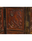 Chinese Early 20th Century Brown and Red Eight-Panel Screen with Calligraphy-14. Asian & Chinese Furniture, Art, Antiques, Vintage Home Décor for sale at FEA Home
