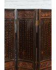 Chinese Early 20th Century Brown and Red Eight-Panel Screen with Calligraphy-7. Asian & Chinese Furniture, Art, Antiques, Vintage Home Décor for sale at FEA Home