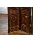 Chinese Early 20th Century Brown and Red Eight-Panel Screen with Calligraphy-9. Asian & Chinese Furniture, Art, Antiques, Vintage Home Décor for sale at FEA Home