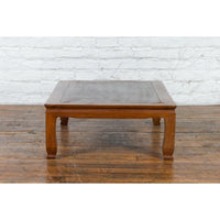 Chinese Vintage Low Coffee Table with Two-Toned Top and Curving Legs