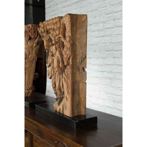 Pair of 19th Century Chinese Qing Dynasty Hand-Carved Wooden Temple Corbels-YNE114-16. Asian & Chinese Furniture, Art, Antiques, Vintage Home Décor for sale at FEA Home