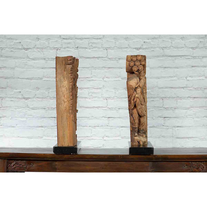 Pair of 19th Century Chinese Qing Dynasty Hand-Carved Wooden Temple Corbels-YNE114-18. Asian & Chinese Furniture, Art, Antiques, Vintage Home Décor for sale at FEA Home