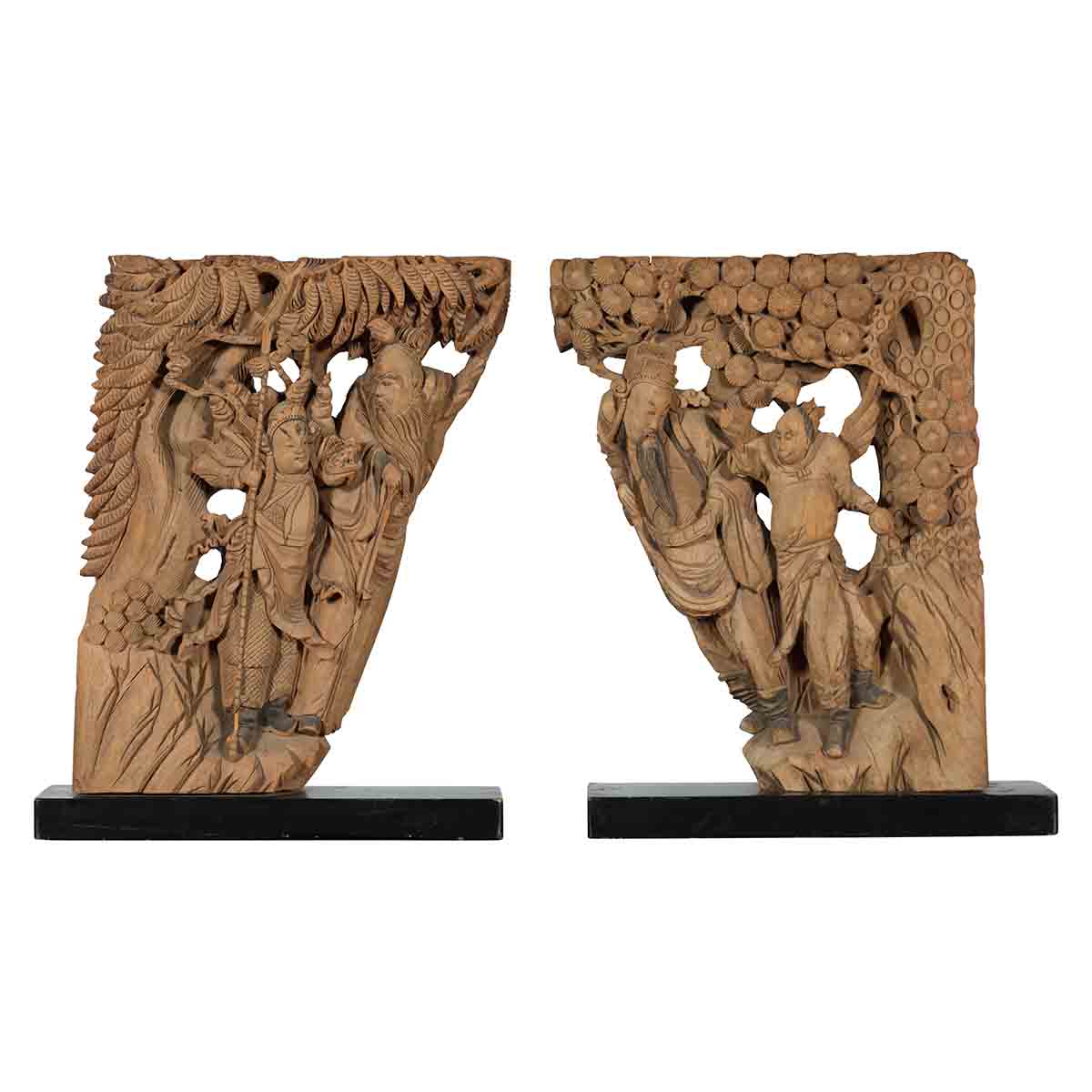 Pair of 19th Century Chinese Qing Dynasty Hand-Carved Wooden Temple Corbels-1. Asian & Chinese Furniture, Art, Antiques, Vintage Home Décor for sale at FEA Home
