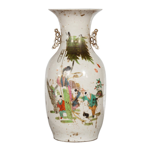 Chinese Porcelain Vase with Hand-Painted Figures and Calligraphy Motifs-YNE124-1. Asian & Chinese Furniture, Art, Antiques, Vintage Home Décor for sale at FEA Home