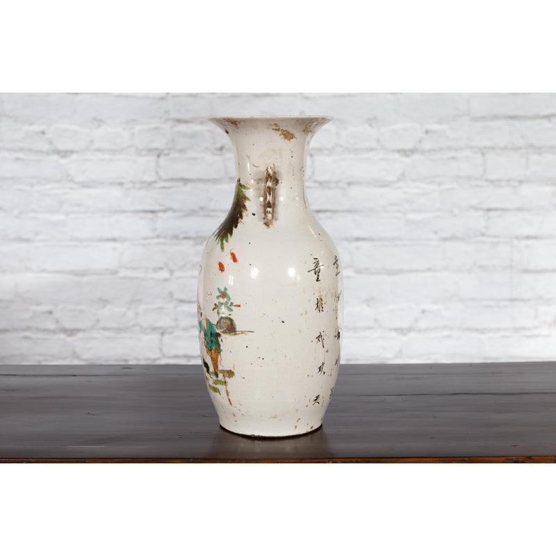 Chinese Porcelain Vase with Hand-Painted Figures and Calligraphy Motifs-YNE124-11. Asian & Chinese Furniture, Art, Antiques, Vintage Home Décor for sale at FEA Home