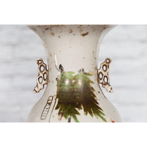 Chinese Porcelain Vase with Hand-Painted Figures and Calligraphy Motifs-YNE124-6. Asian & Chinese Furniture, Art, Antiques, Vintage Home Décor for sale at FEA Home
