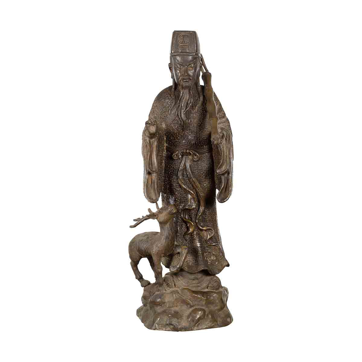 Vintage Lost Wax Cast Bronze Statuette of a Chinese Ancestral Figure-1. Asian & Chinese Furniture, Art, Antiques, Vintage Home Décor for sale at FEA Home