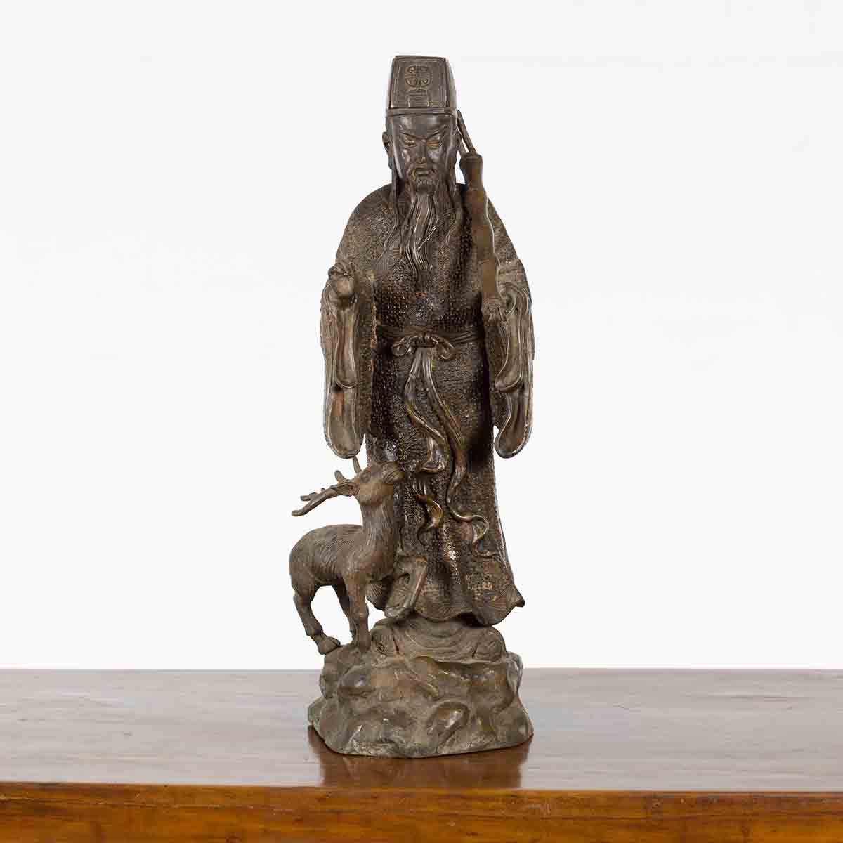 Vintage Lost Wax Cast Bronze Statuette of a Chinese Ancestral Figure-2. Asian & Chinese Furniture, Art, Antiques, Vintage Home Décor for sale at FEA Home